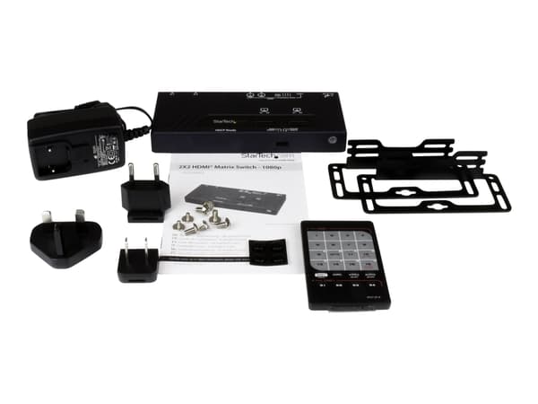 StarTech.com 2x2 HDMI Matrix Switch with Remote - 1080p Automatic & Priority Switcher - Video Wall Auto Selector Splitter Box - Audio Out (VS222HDQ)
