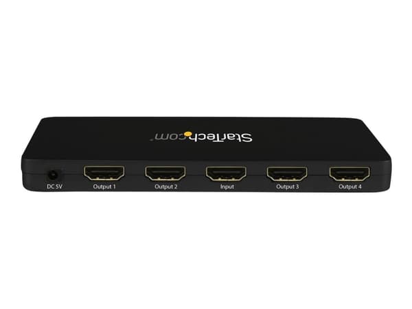 StarTech.com 4K HDMI-video-splitter med 4 portar – 1x4 HDMI-splitter med hölje i solitt aluminium – 4K @ 30 Hz - Video-/ljudomkopplare - 4 x HDMI - s