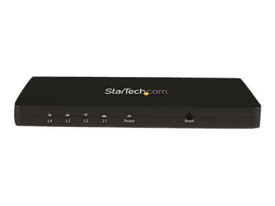 StarTech.com 4K HDMI-video-splitter med 4 portar – 1x4 HDMI-splitter med hölje i solitt aluminium – 4K @ 30 Hz - Video-/ljudomkopplare - 4 x HDMI - s