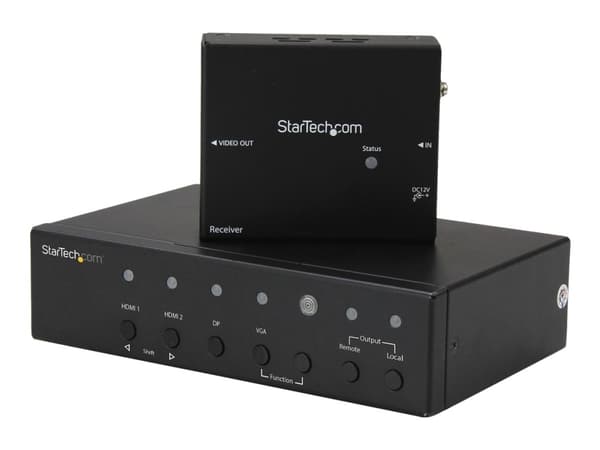 StarTech.com Multi-Input HDBaseT Extender with Built-in Switch - DisplayPort VGA and HDMI Over CAT5e or CAT6 - Up to 4K - up to 230 ft (STDHVHDBT) -