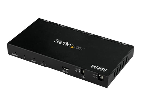 StarTech.com 2-Port HDMI Splitter (1x2), 4K 60Hz UHD HDMI 2.0 Audio Video Splitter w/ Scaler & Audio Extractor (3.5mm/SPDIF), Dual HDMI Splitter (1-I