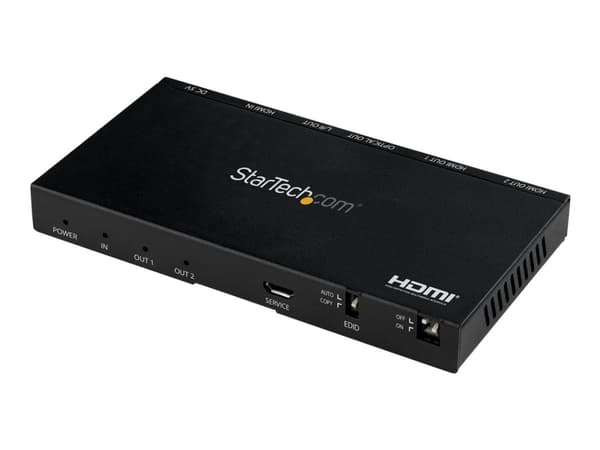 StarTech.com 2-Port HDMI Splitter (1x2), 4K 60Hz UHD HDMI 2.0 Audio Video Splitter w/ Scaler & Audio Extractor (3.5mm/SPDIF), Dual HDMI Splitter (1-I