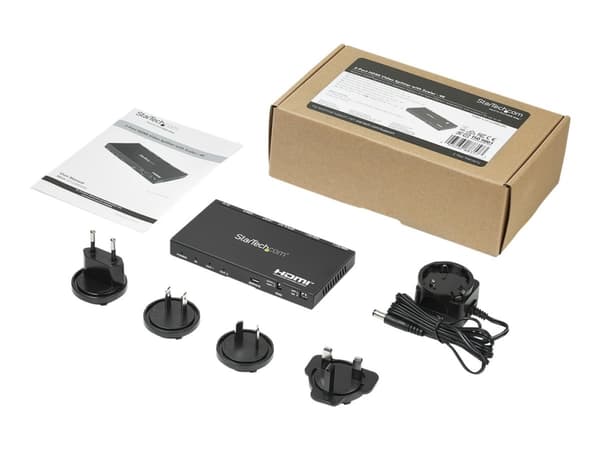 StarTech.com 2-Port HDMI Splitter (1x2), 4K 60Hz UHD HDMI 2.0 Audio Video Splitter w/ Scaler & Audio Extractor (3.5mm/SPDIF), Dual HDMI Splitter (1-I