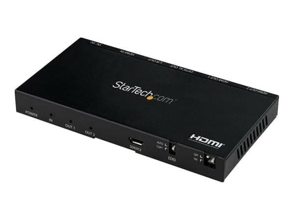 StarTech.com 2-Port HDMI Splitter (1x2), 4K 60Hz UHD HDMI 2.0 Audio Video Splitter w/ Scaler & Audio Extractor (3.5mm/SPDIF), Dual HDMI Splitter (1-I
