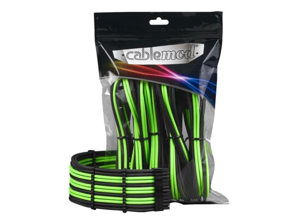 CableMod PRO Series ModMesh - Skjøteledningskabelsett - formstøpt - svart, lys grønn