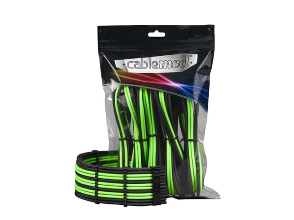 CableMod PRO Series ModMesh - Skjøteledningskabelsett - formstøpt - svart, lys grønn