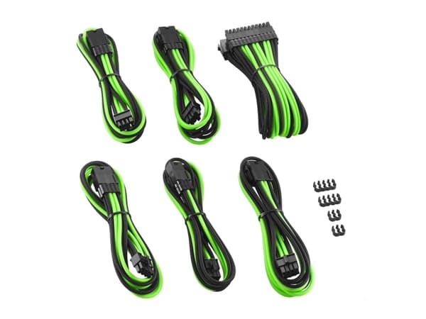 CableMod PRO Series ModMesh - Skjøteledningskabelsett - formstøpt - svart, lys grønn