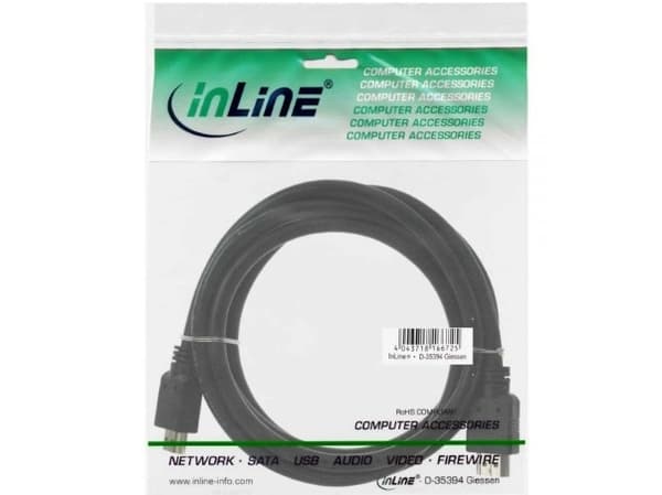 InLine 0,5 m HDMI-HDMI, 0,5 m, HDMI Type A (Standard), HDMI Type A (Standard), 5 Gbit/sek., Sort