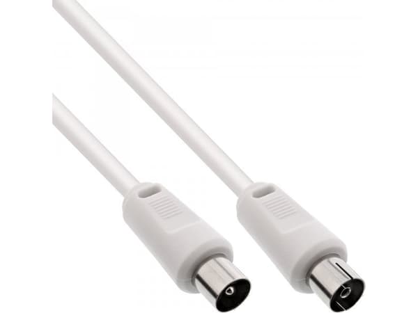 På linje? Antennekabel, 2x skjermet, >75dB, hvit, 3m (69403)
