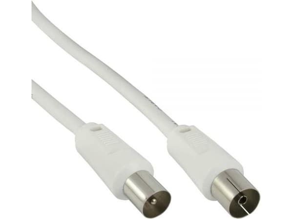 På linje? Antennekabel, 2x skjermet, >75dB, hvit, 3m (69403)