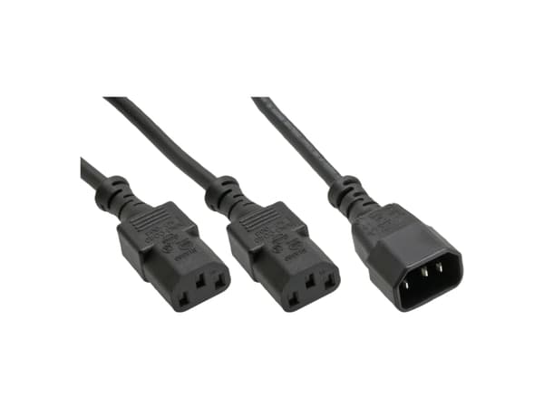 InLine® Y-kaapeli, IEC, 1x IEC-C14 - 2x IEC-C13, 1m