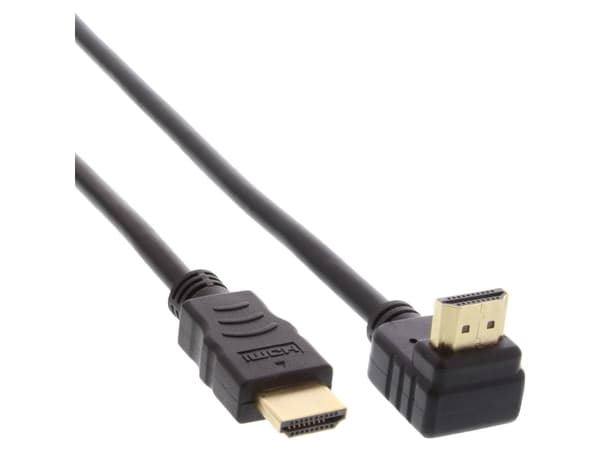 INLINE High Speed - HDMI-kabel med Ethernet - HDMI-hann vinklet til HDMI-hann - 30 cm - svart - formet, 4K-støtte