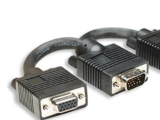 Manhattan VGA Y-kabel VGA 15-stiftskontakt, VGA 15-stiftsuttag, VGA 15-stiftsuttag 0,15 m Svart 304559 skruvbar VGA-kabel