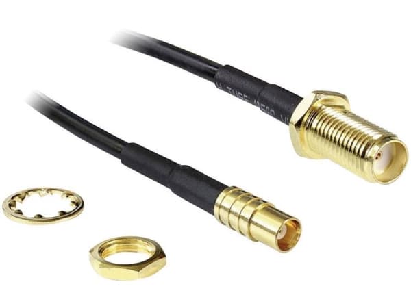 Delock - Antennekabel - MCX (hann) til SMA (hunn) - 20 cm - RG-174 - svart