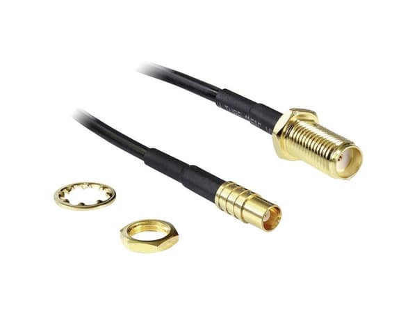 Delock - Antennekabel - MCX (hann) til SMA (hunn) - 20 cm - RG-174 - svart