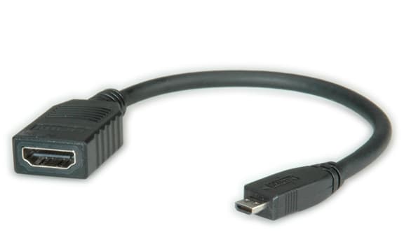ROLINE 11.04.5584, 0,15 m, HDMI Type A (Standard), HDMI Type D (Micro), 1920 x 1080 piksler, Sort
