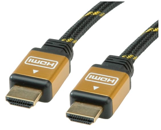 ROLINE 11.04.5560, 15 m, HDMI Type A (Standard), HDMI Type A (Standard), Svart, Gull