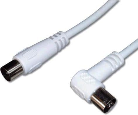 PremiumCord TV M/F 90, 75 Ohm, 2m, 2 m, IEC, IEC, Valkoinen