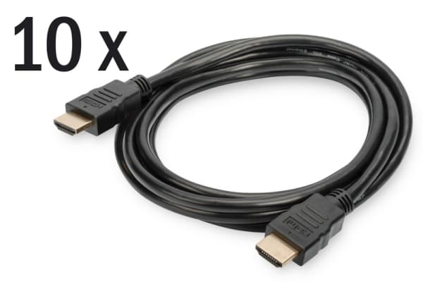 ASSMANN - High Speed - HDMI-kabel med Ethernet - HDMI hann til HDMI hann - 2 m - svart - 4K-støtte (en pakke 10)