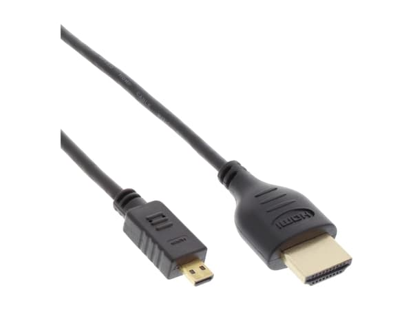 InLine - HDMI-kabel med Ethernet - HDMI hann til micro HDMI hann - 30 cm - trippel isolasjon - svart - støpt, 4K-støtte (17533D)