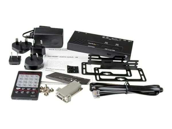 StarTech.com 2x2 HDMI-matrisswitch - 4K med snabbväxling och automatisk avkänning - Video-/ljudomkopplare - 2 x HDMI - skrivbordsmodell