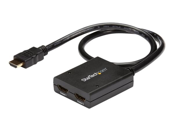 StarTech.com HDMI Cable Splitter - 2 Port - 4K 30Hz - Powered - HDMI Audio / Video Splitter - 1 in 2 Out - HDMI 1.4 - Video/lyd-splitter - 2 x HDMI -