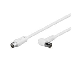 MicroConnect - Antennekabel - IEC-kobling hann til IEC-kobling hunn vinklet - 1.5 m - dobbeltskjermet koaksial - hvit
