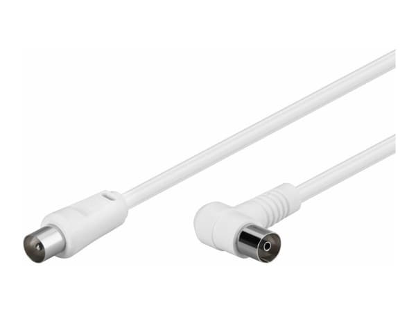 MicroConnect - Antennekabel - IEC-kobling hann til IEC-kobling hunn vinklet - 1.5 m - dobbeltskjermet koaksial - hvit