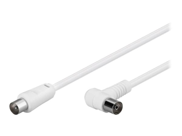 MicroConnect - Antennekabel - IEC-kobling hann til IEC-kobling hunn vinklet - 1.5 m - dobbeltskjermet koaksial - hvit