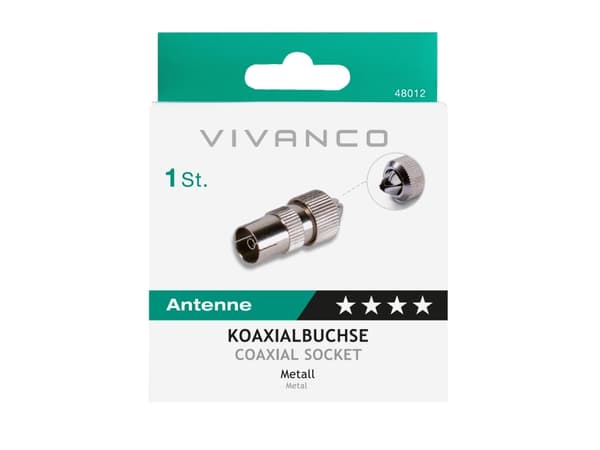 Vivanco 48/00 02M, F-type, F-type, Hunkjønn, Hunkjønn, Sølv, Metall