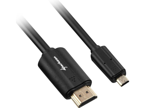 Sharkoon - HDMI-kabel med Ethernet - 19 pin micro HDMI Type D hann til HDMI hann - 1.5 m - skjermet - svart - 4K-støtte