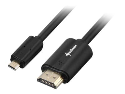 Sharkoon - HDMI-kabel med Ethernet - 19 pin micro HDMI Type D hann til HDMI hann - 1.5 m - skjermet - svart - 4K-støtte