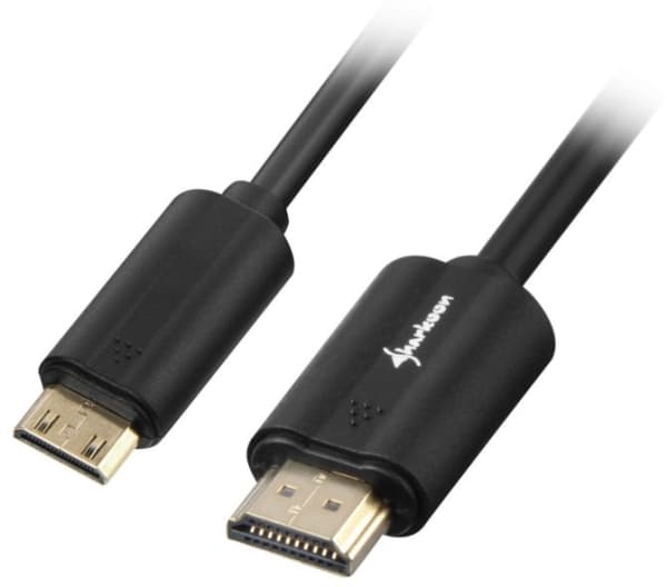 Sharkoon - HDMI-kabel med Ethernet - 19 pin mini HDMI Type C hann til HDMI hann - 1 m - skjermet - svart - 4K-støtte