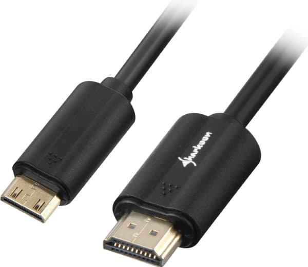 Sharkoon - HDMI-kabel med Ethernet - 19 pin mini HDMI Type C hann til HDMI hann - 1 m - skjermet - svart - 4K-støtte