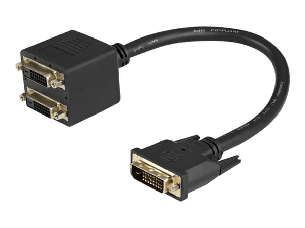 StarTech.com 30 cm DVI-D till 2x DVI-D digital video splitter kabel – M/F - Linjedelare för video - dubbel länk - DVI-D hona till DVI-D hane - 30.5 c