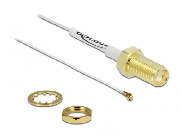 Delock - Antennekabel - SMA skott til MHF4 (P) - 20 cm - 0.81 mm - koaksial - 4.9 dB - hvit