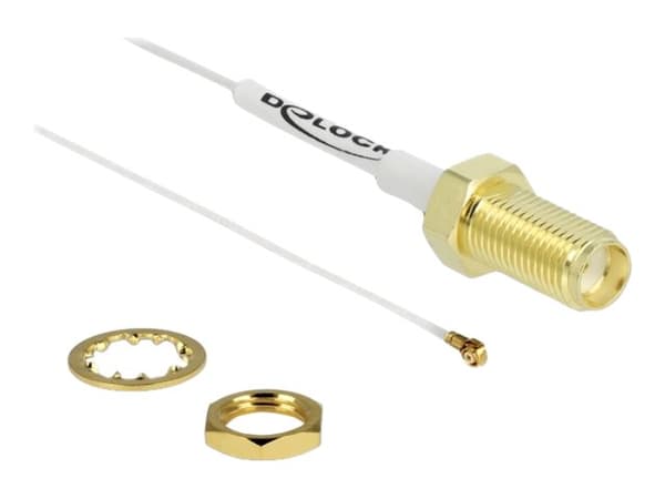 Delock - Antennekabel - SMA skott til MHF4 (P) - 20 cm - 0.81 mm - koaksial - 4.9 dB - hvit