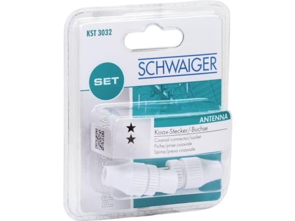 Schwaiger KST3032 532, F-tyyppi, Valkoinen, Metalli, Muovi, Kupla, 2 kpl