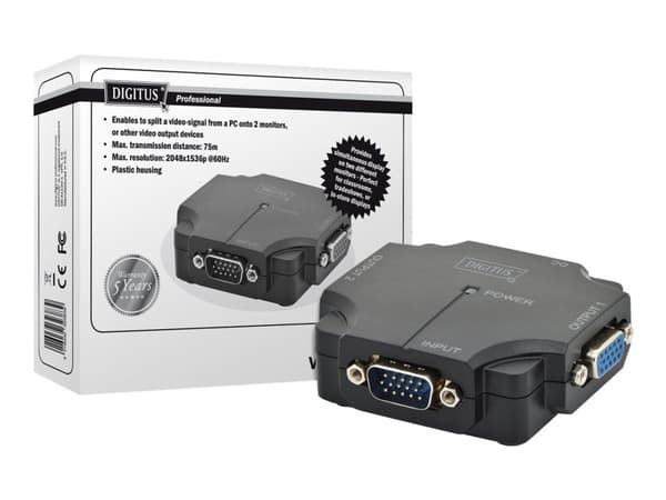 DIGITUS DS-41120-1 - Linjedelare för video - 2 x VGA - skrivbordsmodell
