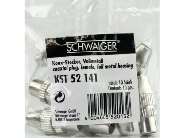 Schwaiger IEC jack, IEC, Hunkjønn, Rustfritt stål, 10 stykker