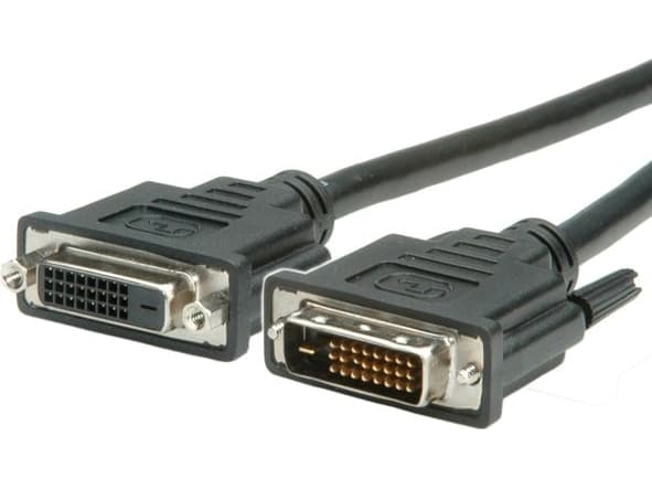 Value DVI (24+1) Dual Link M/F 5 m, 5 m, DVI-D, DVI-D, Hankoppling, Honkoppling, Svart