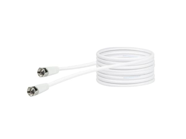 Schwaiger - Antennkabel - F-kontakt hane till F-kontakt hane - 10 m - dubbelt skärmad - 75 dB - vit