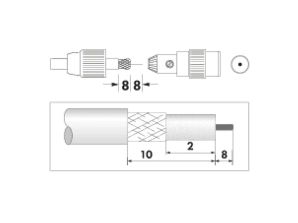 Schwaiger KST1121 532, F-type, IEC, IEC, Hankjønn, Metallisk, Hvit, 2 stykker