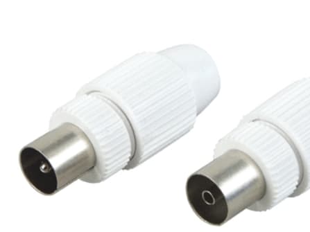 Schwaiger KST1121 532, F-type, IEC, IEC, Hankjønn, Metallisk, Hvit, 2 stykker