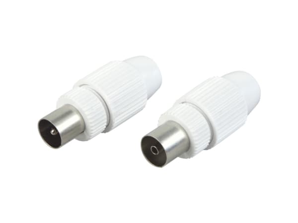 Schwaiger KST1121 532, F-type, IEC, IEC, Hankjønn, Metallisk, Hvit, 2 stykker