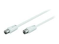 MicroConnect - Antennkabel - IEC-kontakt hane till IEC-kontakt hona - 5 m - dubbelt skärmad koaxial - vit