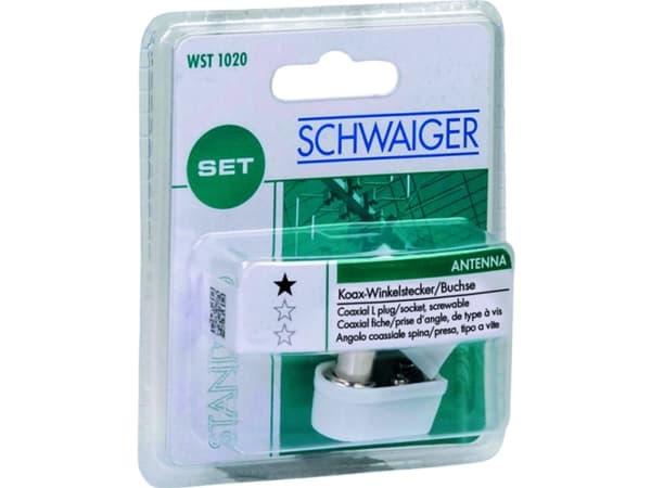 Schwaiger WST1020 532, IEC angled connector, angled IEC jack, Hankoppling, Honkoppling, Rostfritt stål, Vit, Metall, Plast