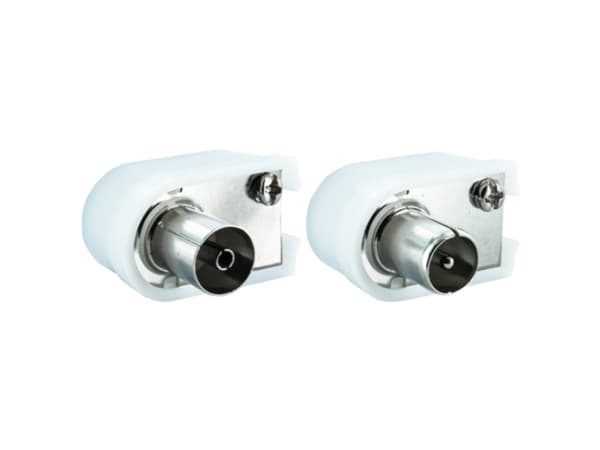 Schwaiger WST1020 532, IEC angled connector, angled IEC jack, Hankjønn, Hunkjønn, Rustfritt stål, Hvit, Metall, Plast