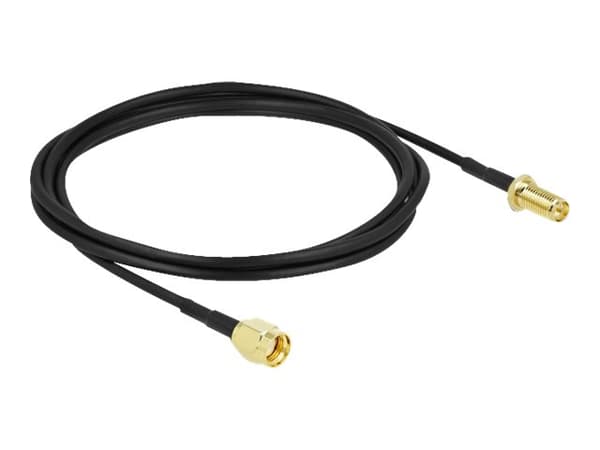 Delock - Antenneforlengelseskabel - RP-SMA plugg til RP-SMA hunn - 2 m - koaksial - svart
