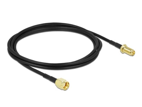 Delock - Antenneforlengelseskabel - RP-SMA plugg til RP-SMA hunn - 2 m - koaksial - svart